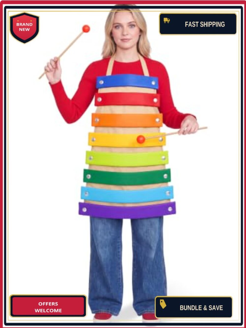 Adult Halloween Xylophone Apron Costume Set Music Theme Party